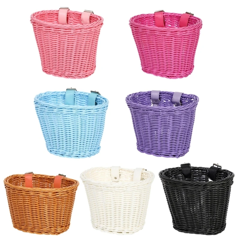 

Childrens Bicycles Front Basket Wovens Bikes Baskets Handlebars Storage Container Y1QE