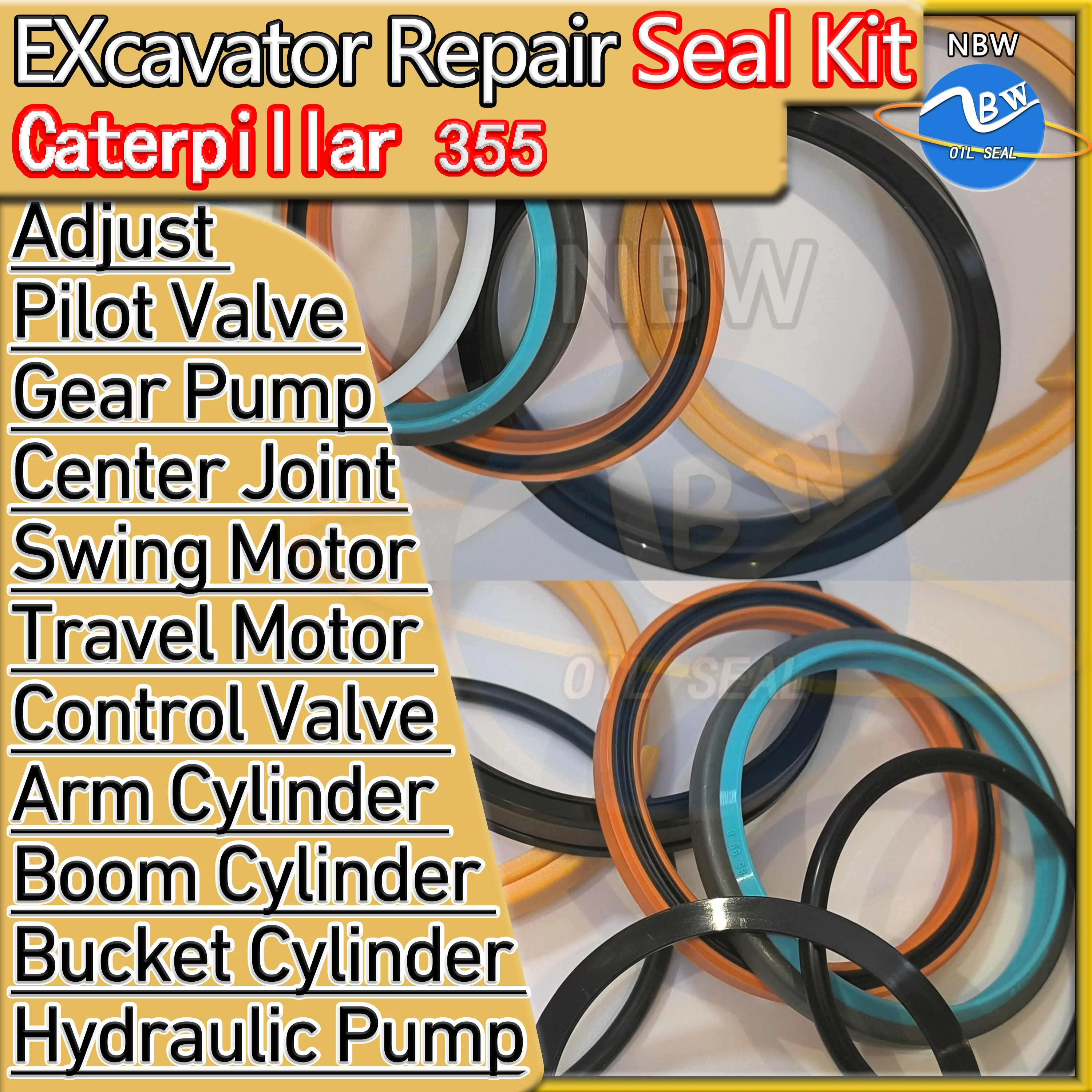 

Caterpillar CAT 355 Cylinder Oil Seal Kit BOOM ARM Bucket For Excavator Travel Motor Center Joint Repair O-ring Gasket Adjust