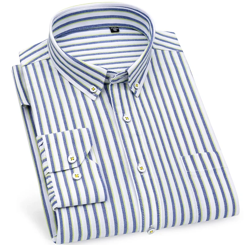 

Men's Striped Shirts Cotton Long Sleeve Dress Shirt for Men Office Business Casual Regular Fit Fashion with Front Pocket New