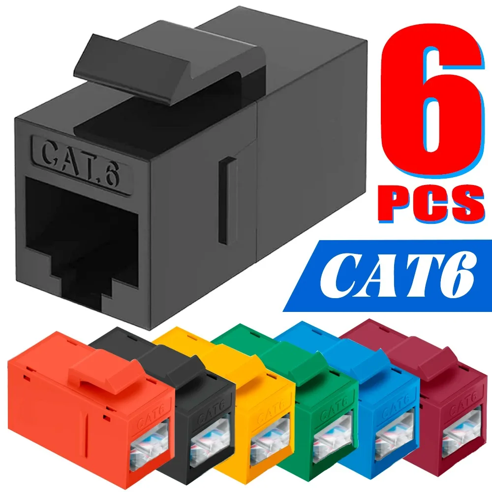 For RJ45 CAT6 Keystone Coupler Female To Female Insert Inline Coupler CAT6 Keystone Colorful Network Straight-through Connector