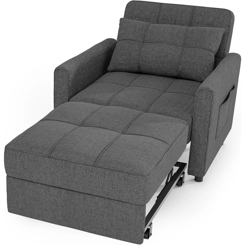 Convertible 3-in-1 Sofa Bed Chair, Pullout Single Sleeper with Adjustable Backrest, Spacious Multifunctional Furniture for Comfo