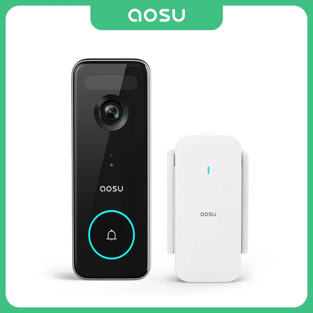 AOSU 5MP Ultra HD 2,4/5G WiFi Video timbre cámara exterior PIR detección de movimiento Audio bidireccional timbre de puerta inalámbrico soporte Alex