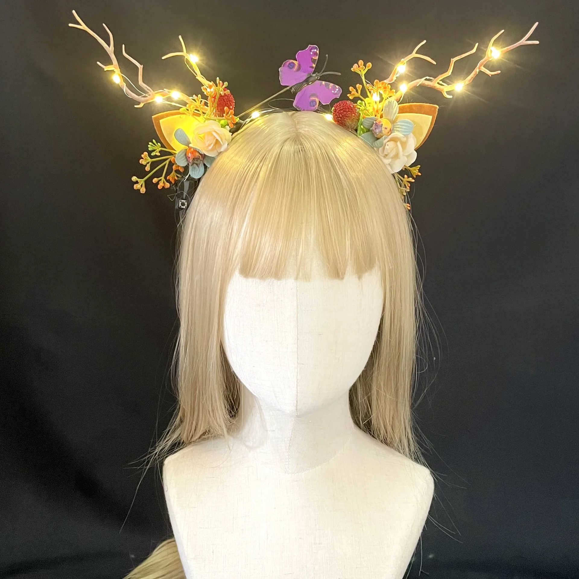 New Christmas Antler Headband Net Red Moose Night Market Deer Luminous Headband Christmas Jewelry Hairpin Hair Accessories