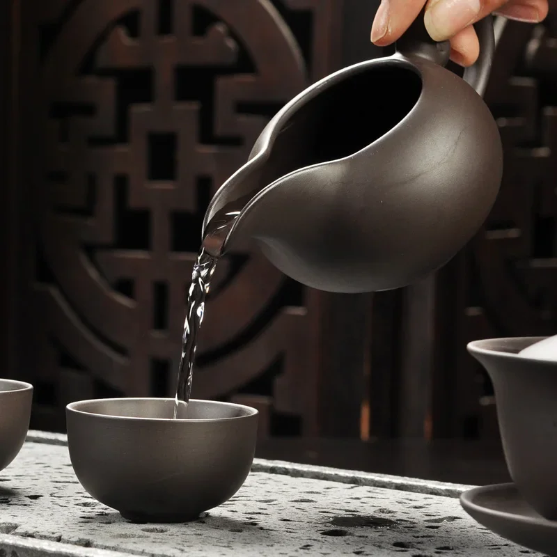Yixing Purple Sand Tea Set Black/Red Ceramic Kung Fu Teapot Handmade Teacup Gaiwan Tureen Tea Ceremony