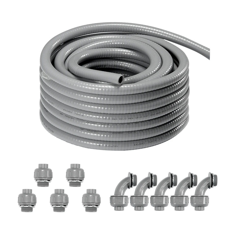 Flexible PVC Liquid-Tight Electrical Conduit 100ft Kit