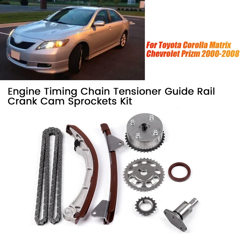 

Engine Timing Chain Kit For Toyota Corolla Matrix Chevrolet Prizm 2000-2008 3ZZ-FE 1ZZ-FE Tensioner Guide Rail Crank Cam Parts