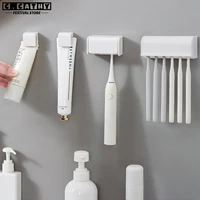 Toothbrush Holder Toothpaste Storage Traceless Wall-mounted Family Bathroom Waterproof Tooth Brush Organizer Accessories 6