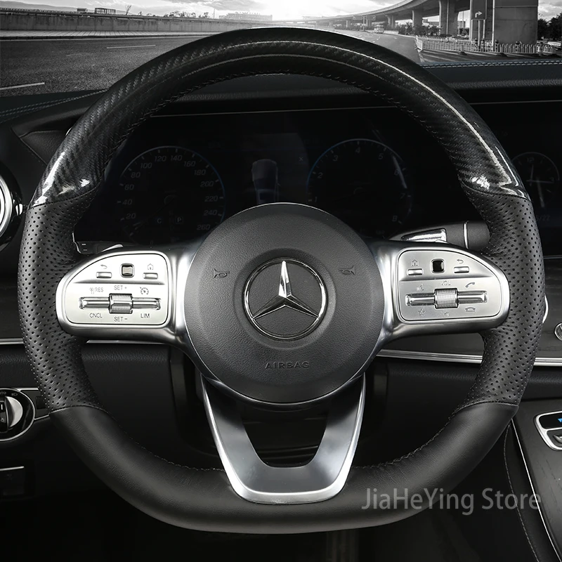 

For Mercedes-Benz S-Class W222 E-Class W213 Hand-stitched Non-slip Leather Car Steering Wheel Cover Accessories Interior