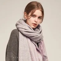 100% Wool Scarf Women Thickening Cashmere Winter Scars Shawls Fashion  Female Pashmina Scarves Oversized Keep Warm Warps 300g - Image 3