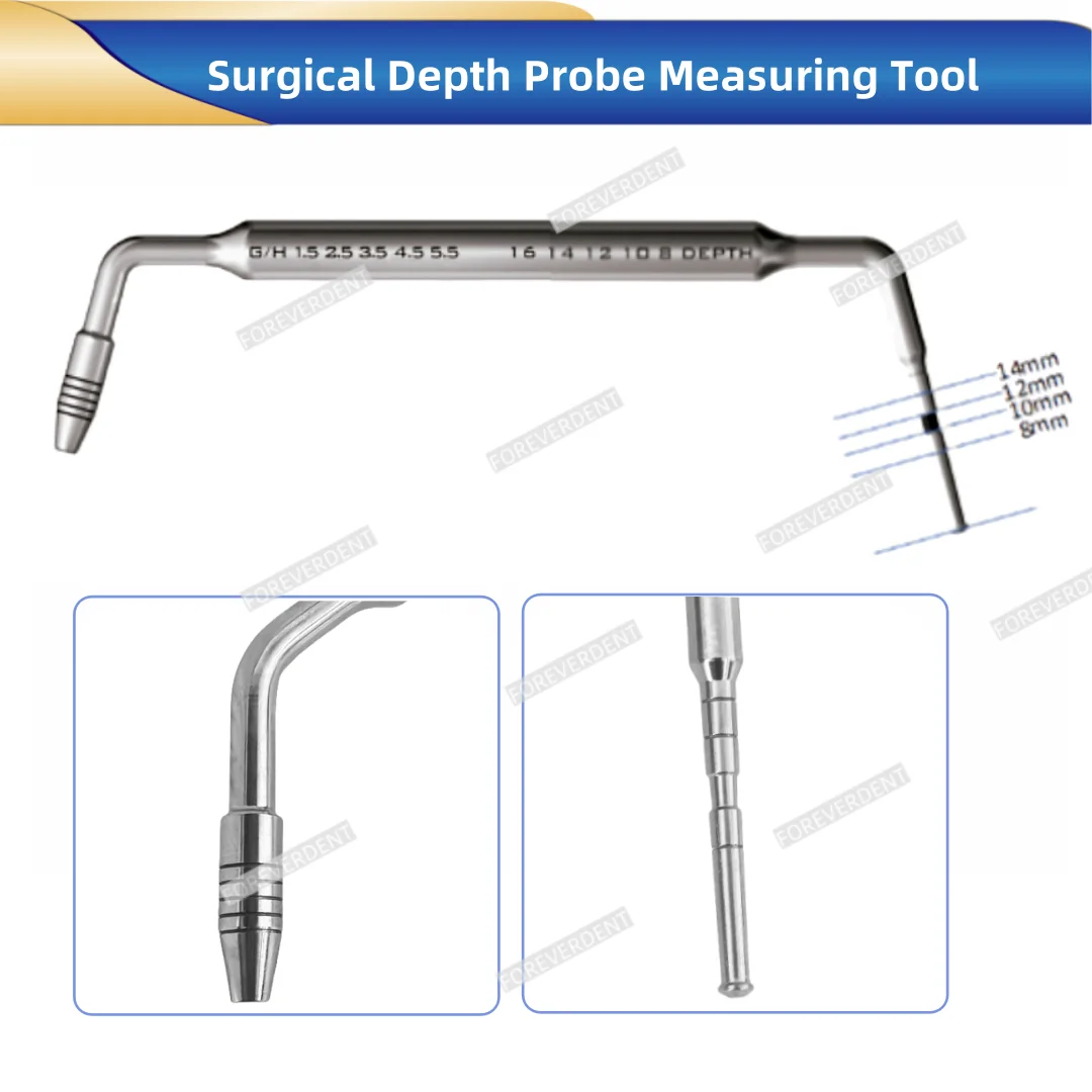 Deep Probe Tool Dental Implant Drill Hole Depth Gauge Stainless Steel ...