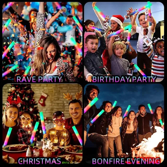 Bâtons lumineux en mousse avec 3 Modes, 30 pièces, bâton lumineux clignotant Led coloré, fournitures de fête qui brillent dans la nuit pour Concert de Raves de mariage 5