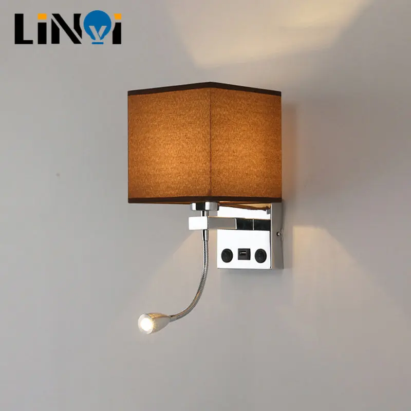 

Искусственная настенная лампа, креативное прикроватное бра для спальни с выключателем, настенная лампа с интерфейсом USB