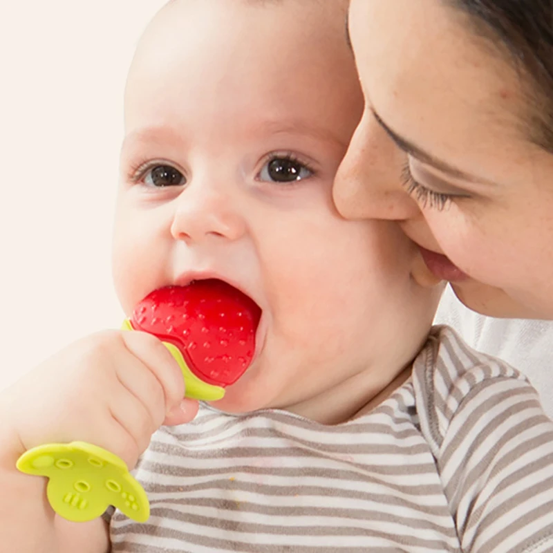 Teething Toys 3 PCS for Newborn Infants Silicone BPA-Free Fruit Shape Chew Toys With Storage Box Baby Gift