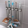 2/1pcs Punch-free Mop Holder Bathroom Shelf Wall-Mounted Mop Broom Hanger Self Adhesive Hooks Bathroom Storage Home Accessories 2