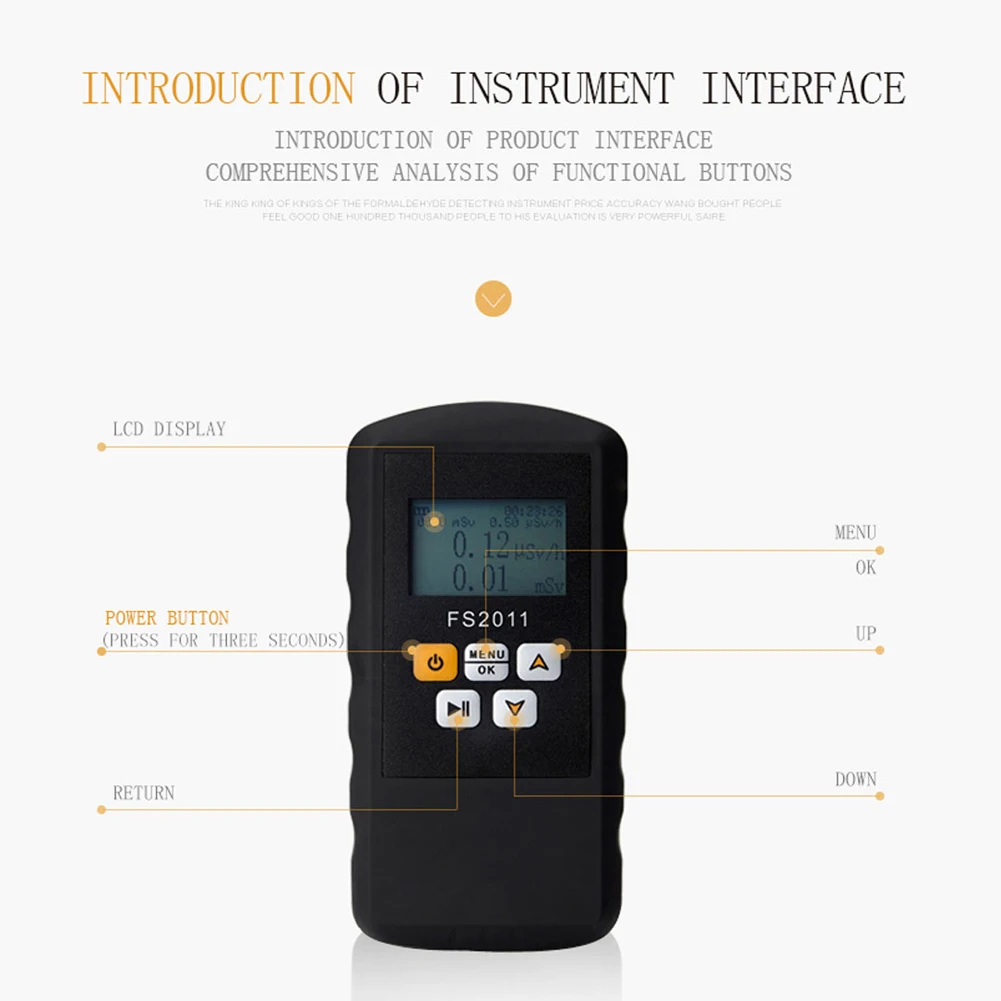 FS2011 Geiger Counter Digital Large Screen Portable Nuclear Radiation Detector Handheld Marble