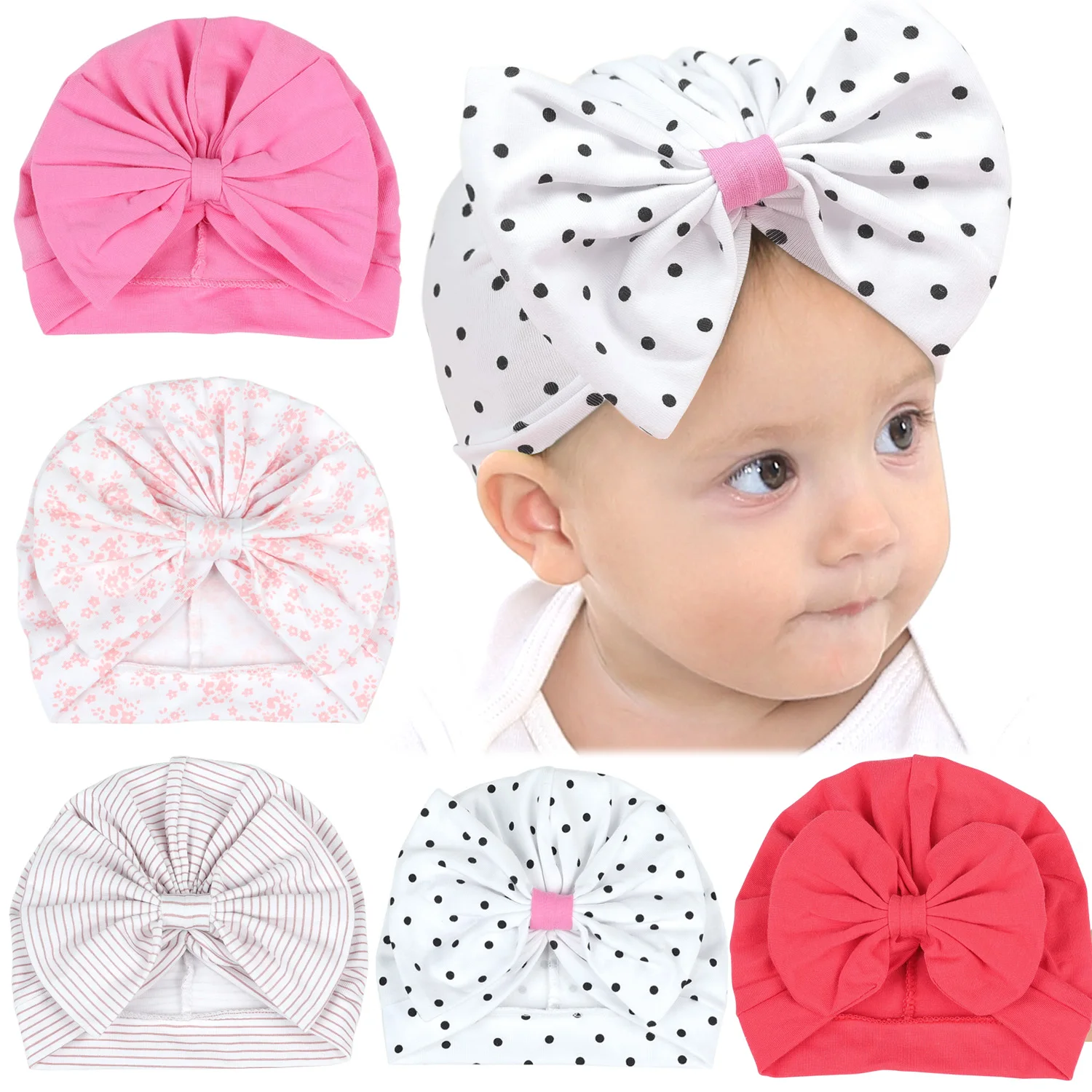 

10pc/lot Baby Indian Turban Hat Cute Knot Boys Girls Cap Floral Prints Head Wrap Soft Newborn Infant Beanies Kids Hat Headbands