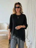 Nouvelle Collection Été 2026 – T-shirt Ample Femme Imprimé Léopard à Volants et Lacets Rembourrés 3