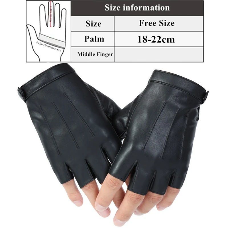 Fingerless Men Gloves PU Leather motor Punk Gloves Male Mittens Black Half Finger Outdoor Driving Guantes Ciclismo fingerless gloves half finger gloves fingerless gym gloves