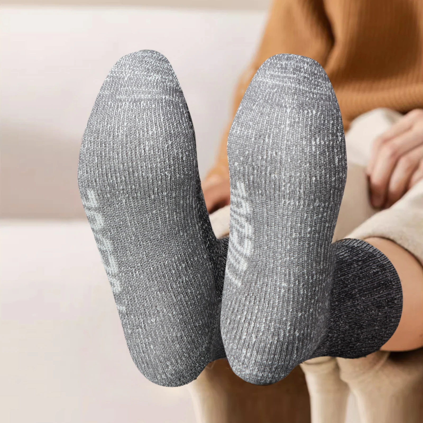Mens Socks Thermal Socks 2Pairs Mens Merino Wool Hiking Socks Thermal Warm Winter Boot Crew Cushion Work Socks For Men 37-46