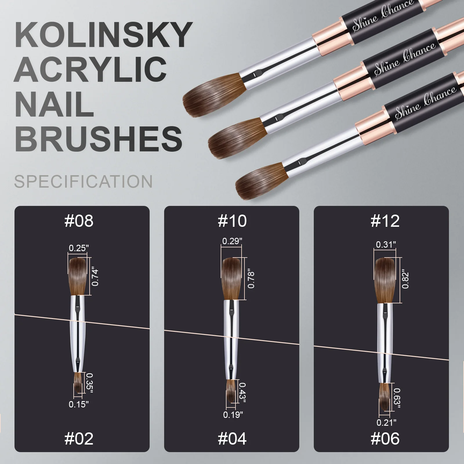 Shine Chance Acrylic Nail Brush, 100% Real Kolinsky Art Nail Brush for Acrylic Powder Application, Handmade Women Manicure Nail 4