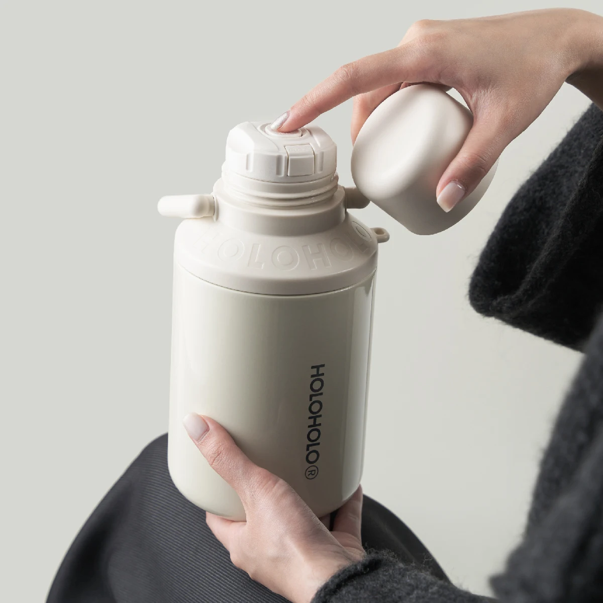 HOLOHOLO 스테인리스 스틸 보온병, 대용량 진공 플라스크, 야외 캠핑 여행 차 커피 음료 용기, 1L 물병