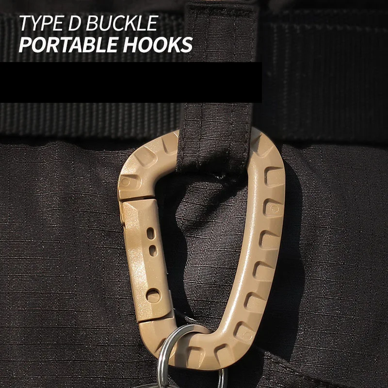 5 stücke Taktische 3,5 "Kunststoff Karabiner Molle Clip ITW Schlüsselbund D-Form Harte Frühling Schnalle Haken Für Outdoor wandern Camping Werkzeuge – Detail 7