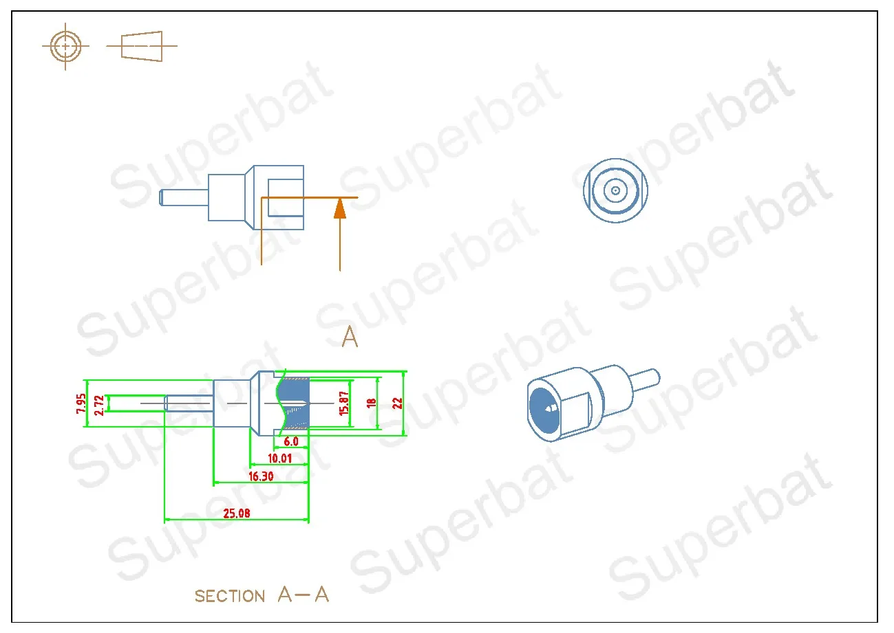 FME Crimp Male RF Coaxial Connector for RG174 RG178 RG316 LMR100 Cable