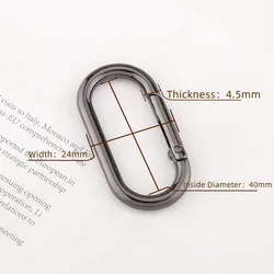 5 - Piece Metal Oval Carabiner Clip Set for DIY Projects and Accessories (Gun Black40mm)