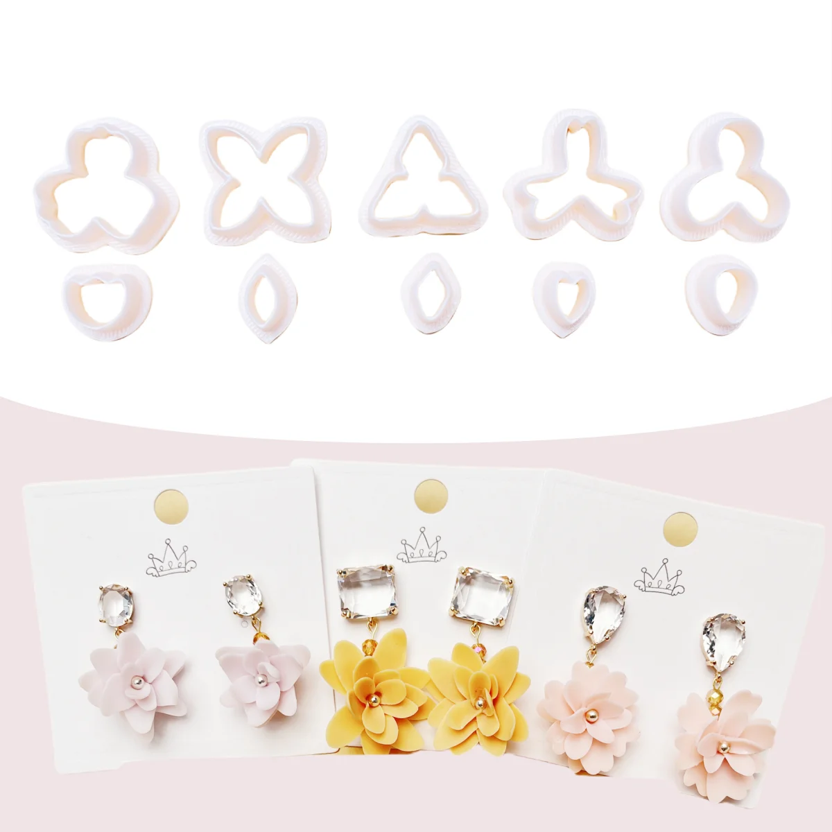 Polymer Clay Tools Clay Sculpting Tools Pottery Tools Clay Craft Tool 10pcs Plastic Clay Cutters for Earring Making 3D Flower Embellishments Soft Clay Mold Tools Set Precision Knife Molds