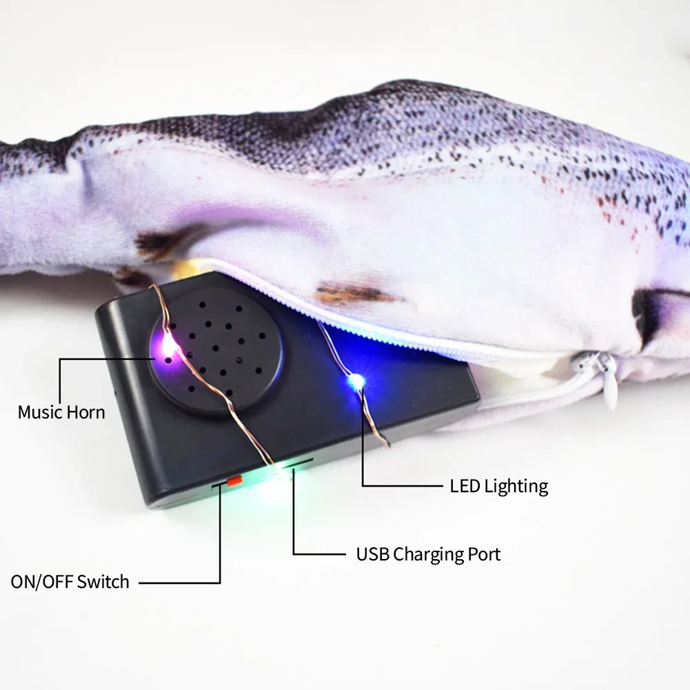 Floppy Fish Cat Toy Electric Fish for Cats Catnip Interactive Cat Fish Toys USB Charging Flopping Movement Cat Nip Toy Pet Toys