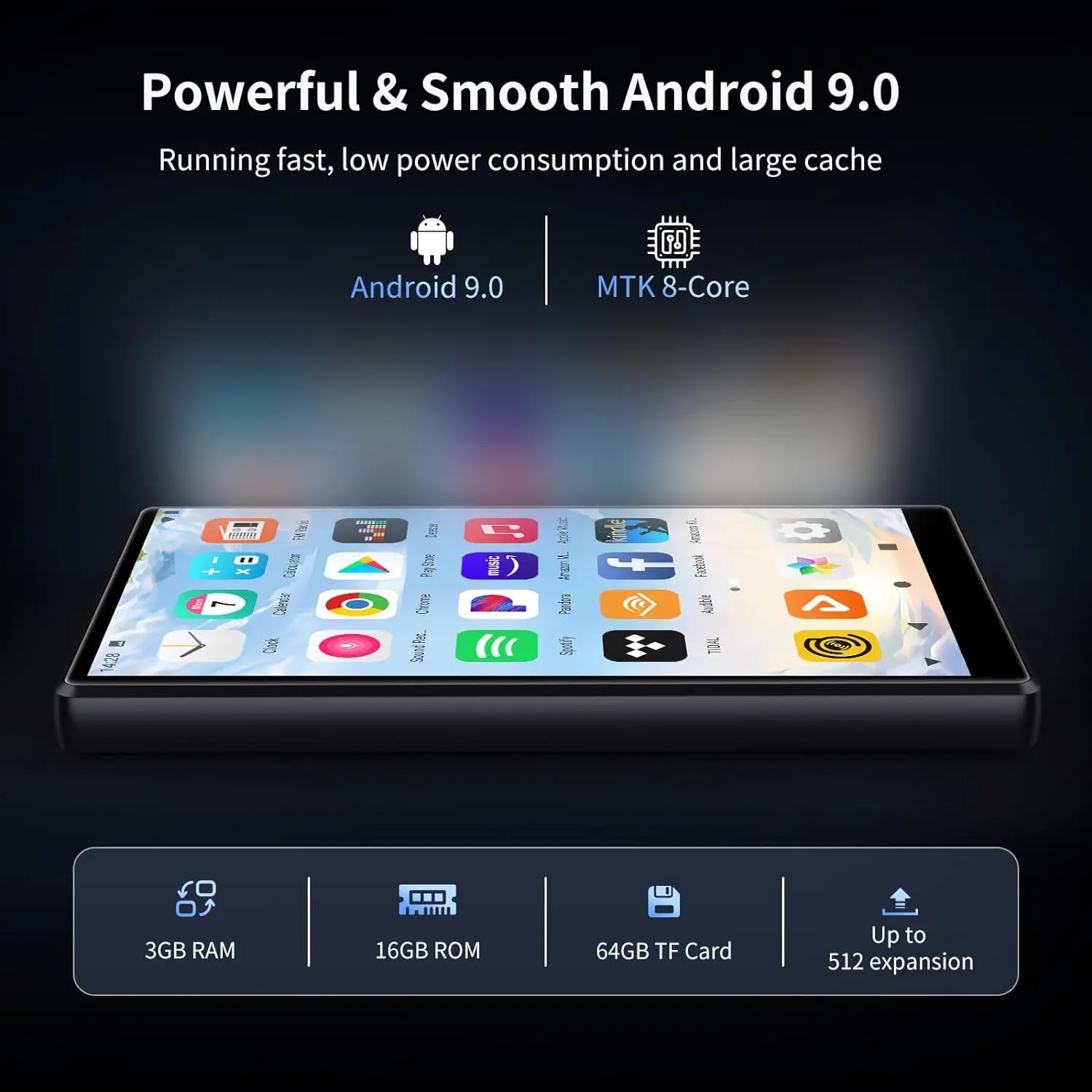 Portable Android MP3 Player with Bluetooth and WiFi