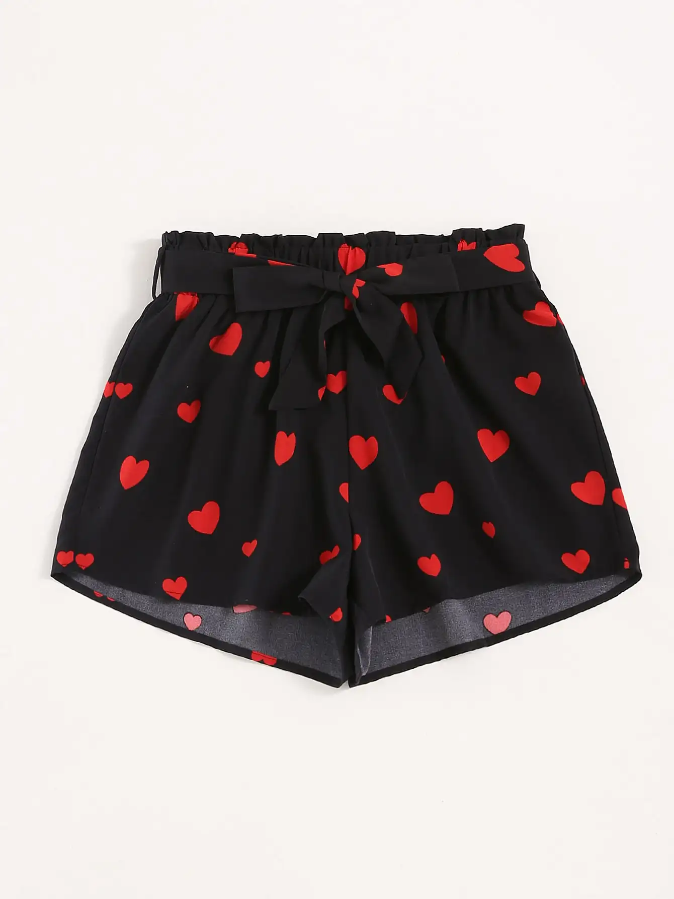 

Finjani Women's Shorts Allover Heart Print Belted Shorts High Waist Sweet Casual Clothing For Summer 2023