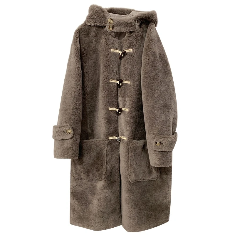 Winter Luxury Women's Thermal Coat High Quality Imported Cashmere Shearling Coat Hooded Design To Prevent Cold Fur Coat