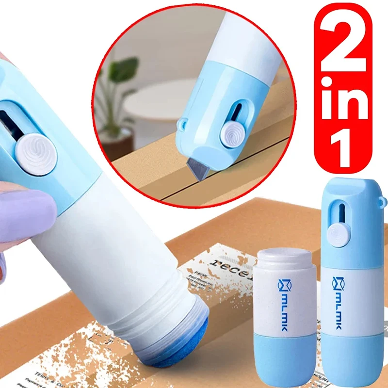 Utility Knife Paper Cutter Mail Opener Unboxing Knife Paper Eraser 2-In-1 Thermal Paper Correction Fluid Knife Parcel Box Opener Home Office Anti Peep Identity Information Privacy Protector