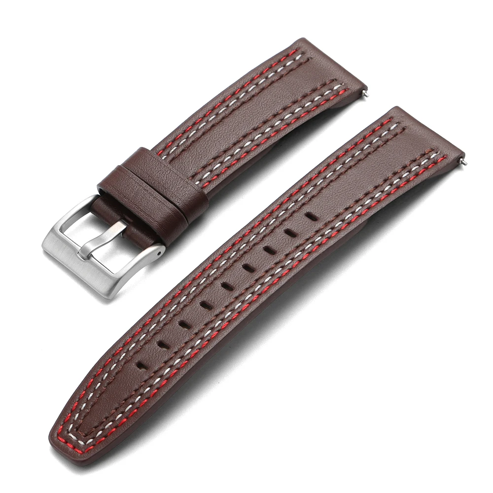 Genuine Cowhide Leather Universal Watchband Bracelet - Black, Blue, Gray, Brown