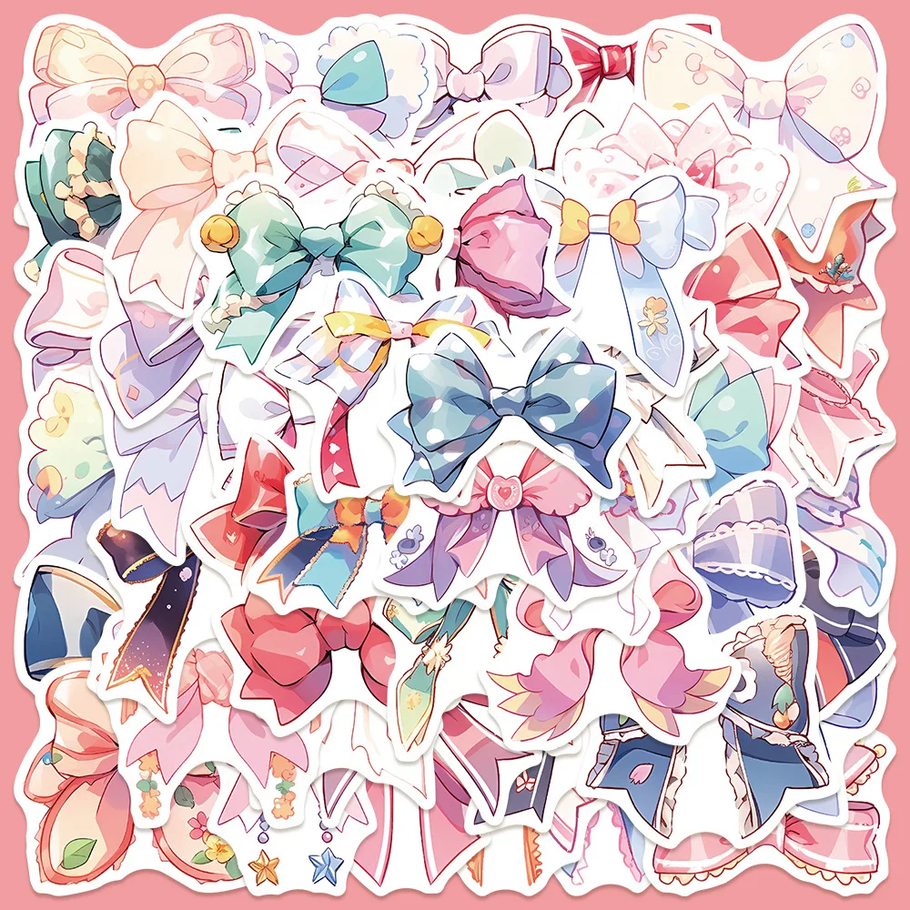 

50pcs Ins Style Cartoon Bow Series Graffiti Stickers Suitable for Helmet Desktop Wall Decoration DIY Sticker Pack Wholesale