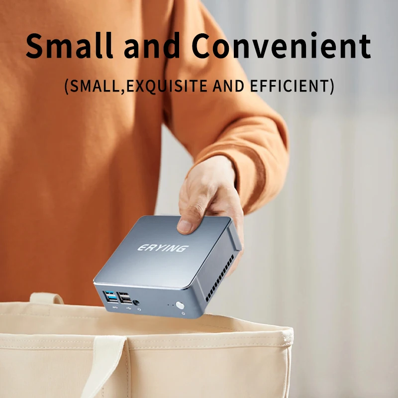 ERYING Mini PC i3-1125G4 MU05 + 8GB RAM + 256G NVME SSD Set For Windows 11 Gaming Desktop Computer