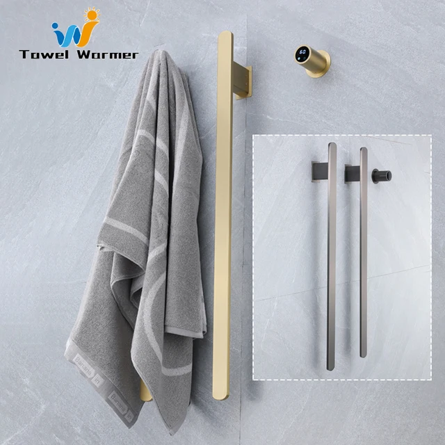 สีดํา/แปรงทองสมาร์ทไฟฟ้าอุ่นราวแขวนผ้าอุณหภูมิควบคุมผ้าเช็ดตัวอุ่นซ่อนสายไฟชั้นวางผ้าขนหนูไฟฟ้า 1