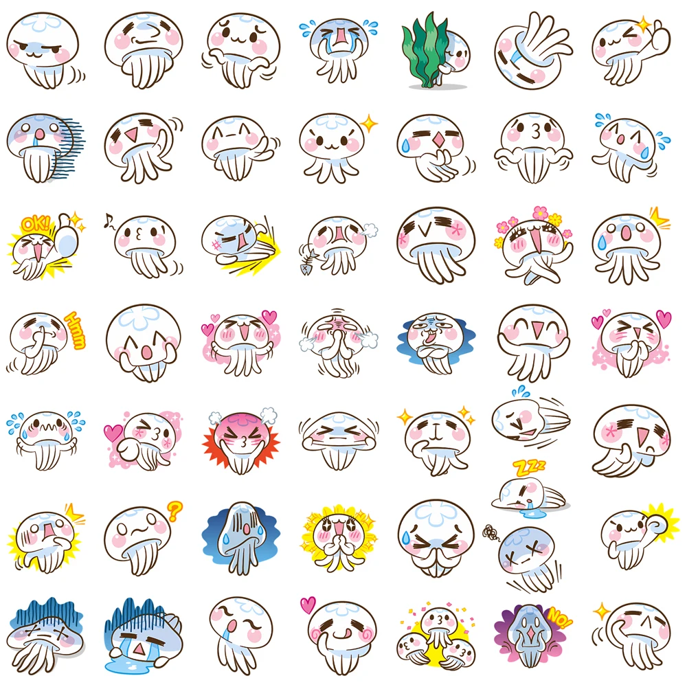 Jellyfish Stickers DIY Toys Gift Decal for Scrapbook Diary Laptop Phone Luggage Bottles cartoon stickers decorative stickers paper stickers cartoon sticker diy scrapbooking accessories