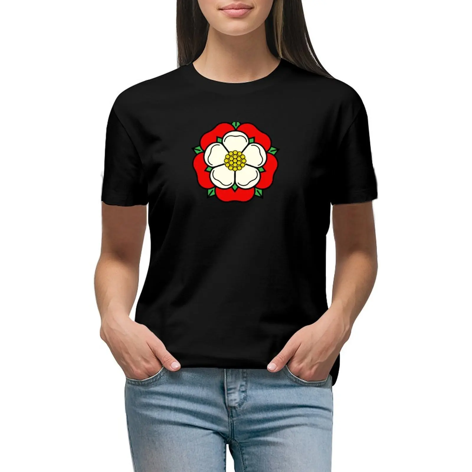 Tudor Rose T-Shirt Summer Top Lady Clothes T-Shirt Dress For Women Graphic