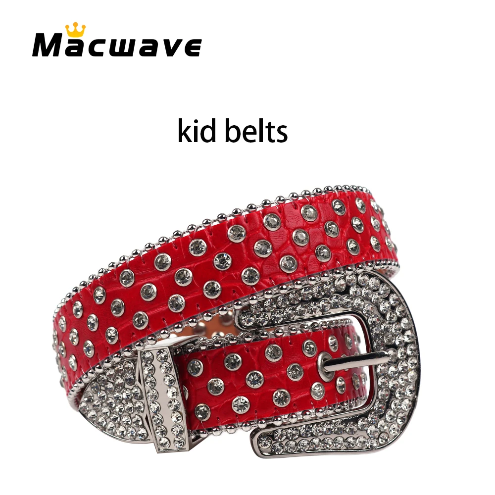 

2023 Children Belts For Boys Girls Waist Strap Waistband Kids Rhinestones Belt Crystal Studded Diamond Leather For Jeans Dress