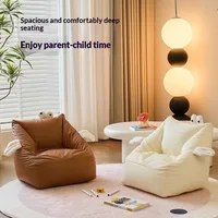 Kids Bean Bag Sofa Cute Playroom Reading Chair Baby Toddler Recliner Seat Soft Washable Removable Cover Brown White Orange 4
