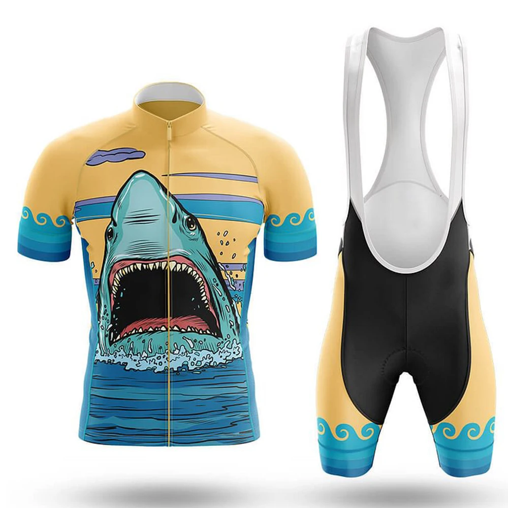 

Shark Cycling Set Bib Shorts Bike Jersey Bicycle Shirt Short Sleeve Clothes Cycle Downhill MTB Mountain Suit
