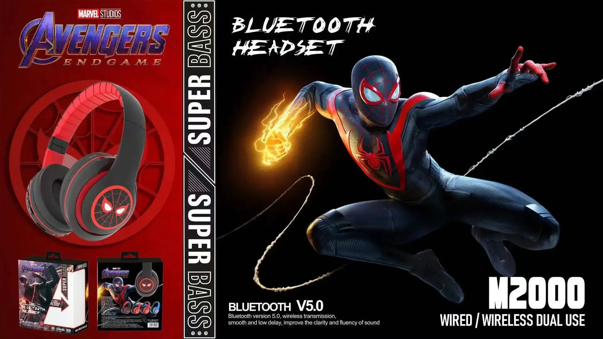 Nieuwe Marvel Spider Man Draadloze Bluetooth Oordopjes met FM Functie
