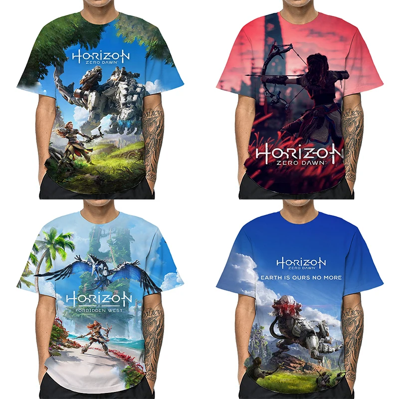 

Horizon Forbidden West T Shirts Aloy Zero Dawn Summer Unisex Short Sleeves Men Women Harajuku Streetwear Tops Tee Shirts