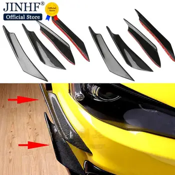 앞 범퍼 측면 카나드 스플리터 핀, 범용 블랙 앞 범퍼 스포일러, 자동차 도어 충돌 방지 벨트 범퍼 가드, 4 개