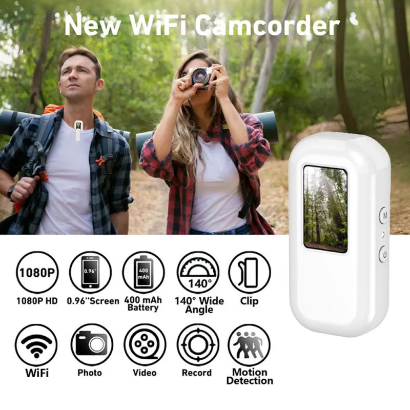 Mini WiFi Action Camera 1080P 30fps Digital Video Camera with 0.96in LCD Screen Built-in Rechrageable Battery Motion Detection 5
