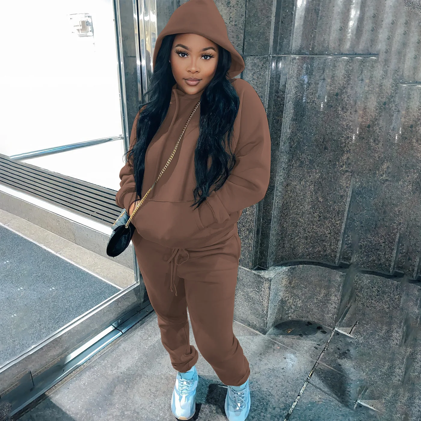 Plus Size Women Sets Solid Hooded Hoodie Tops And Pants 2022 Fall Two Piece Set Female Designer Clothing Winter Tracksuit Outfit