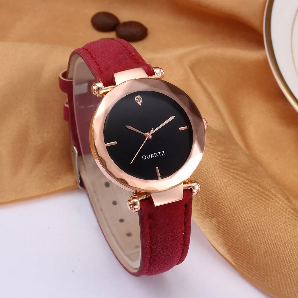 

New Fashion Simple Round Clock Women Leather Casual Watch Luxury Analog Quartz Crystal Wristwatch Bracelet Relogio Feminino 1PCS
