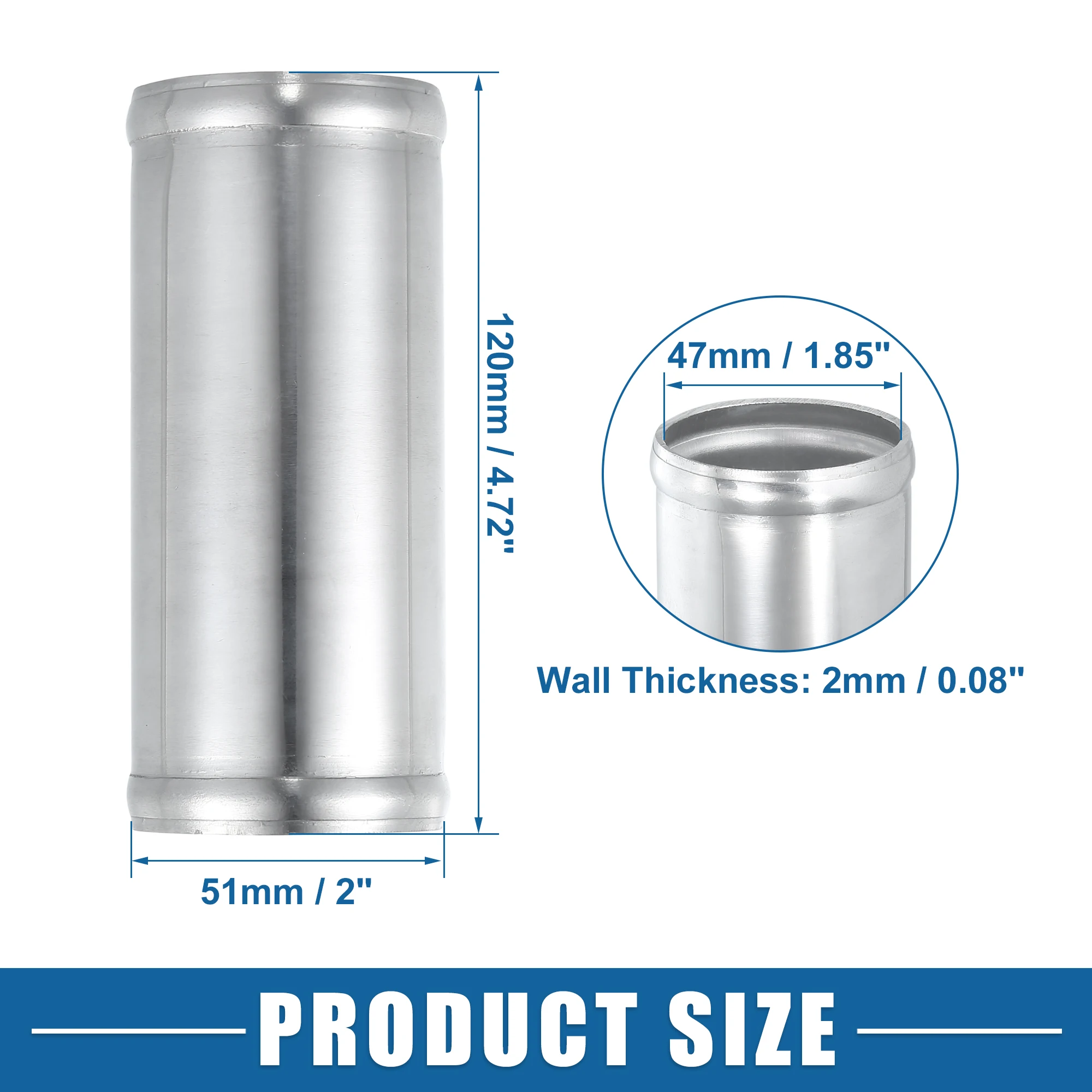 UXCELL 47mm 53mm 59mm 66mm 72mm ID Aluminum Alloy Intake Piping Adapter 120mm Length Pipe Connector 51mm-76mm OD